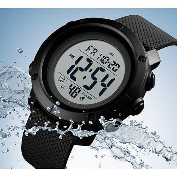 Digital display herr elektronisk klocka dubbel tid Armbandsur