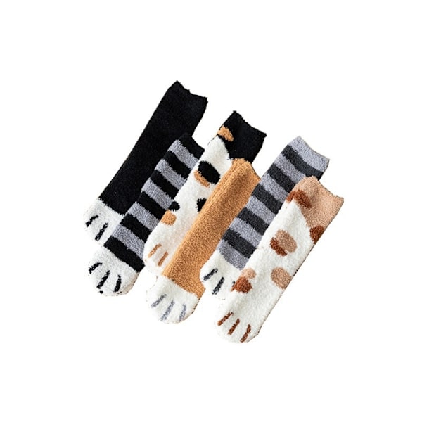 Fluffy Strømper Kattestrømper med Kattepote - 6 par 204