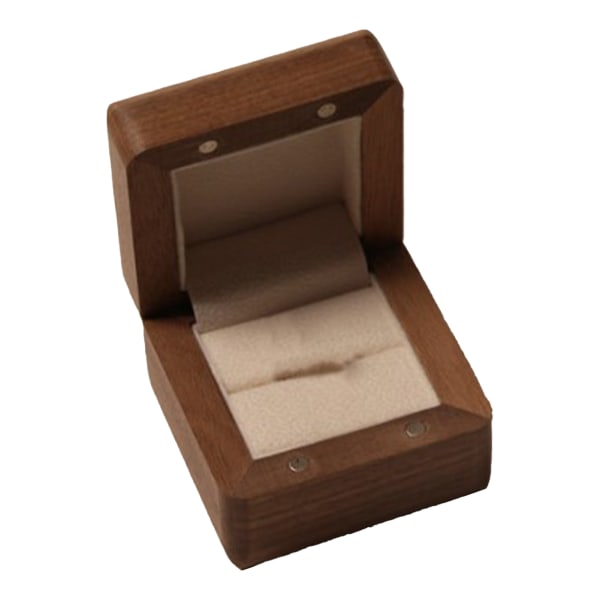 Ringboks i træ Retro Elegant firkantet forlovelsesringboks med blød beskyttelsespude til kæresten