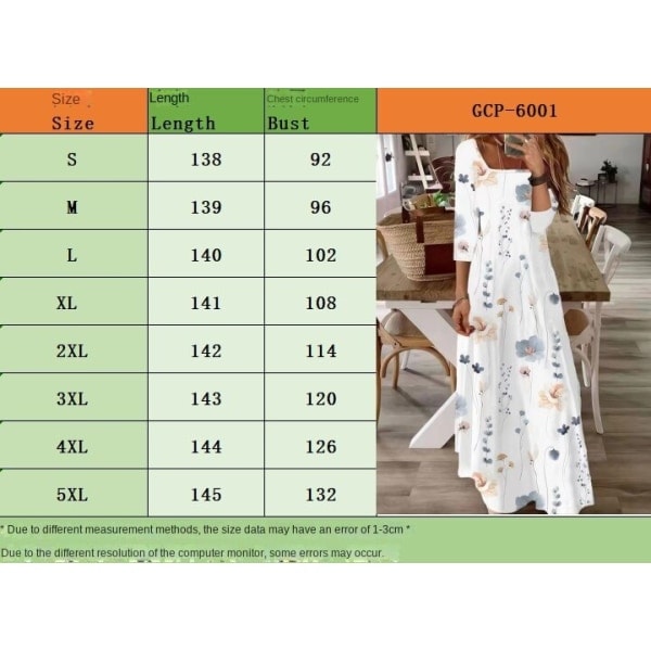 Moderigtig Elegant printet Kjole Lang Jumpsuit Søblå 5XL_paris