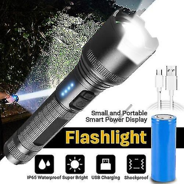 LED Superkirkas Zoom-Taskulamppu Tehokas Leirintälamppu Poliisilamppu Latautuva