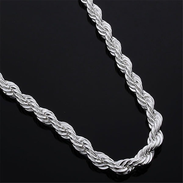 Twisted Rope Chain Halskjede 925 Sterling Silver 16 TOMMES 16 TOMMES 16 tommer 16 inch
