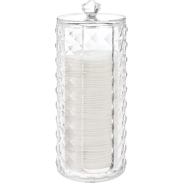 Cosmetic Cotton Round Holder, Clear Diamond Pattern Cotton Pad Storage Box