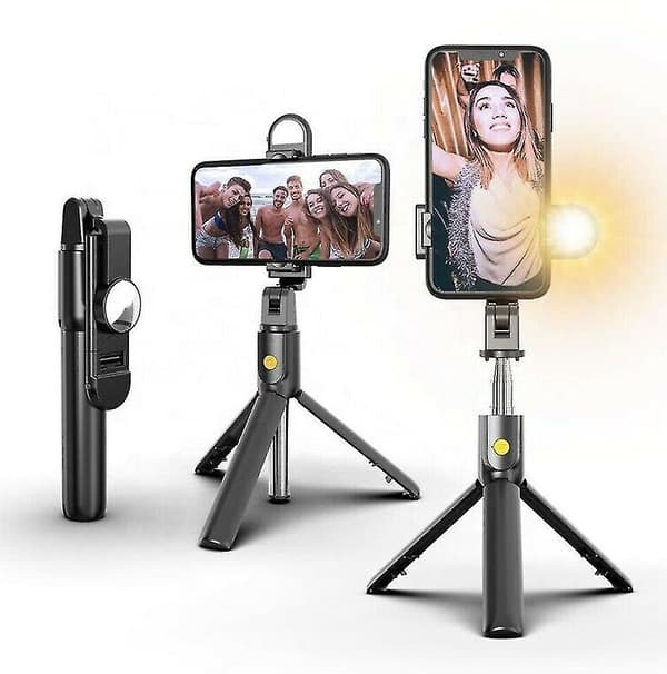 4-i-1 Selfie Stick Bluetooth Stativ med LED-lys for IOS Android-telefon