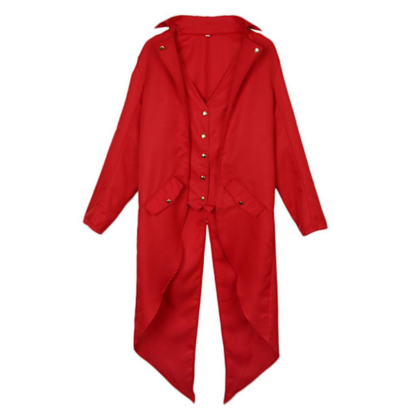 1/2/3 Män Steampunk Frackjacka Gotisk Viktoriansk Kappa Paty Röd XL Red XL 1Set