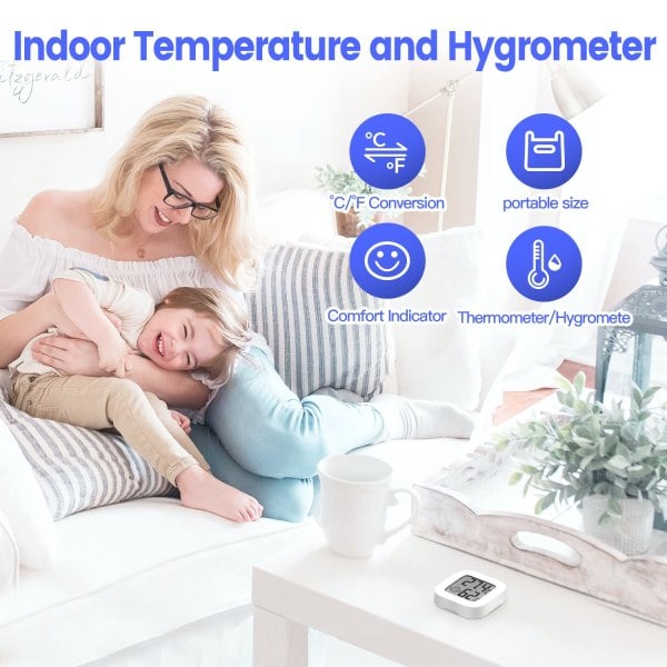 Paris_Digital hygrometer, hygrometer, exakt RH-mätare temperaturövervakare för hem sovrum källare kontor växthus