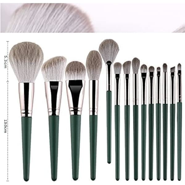 14 stk. Makeupbørster Professionelt Makeupbørstesæt, Grøn