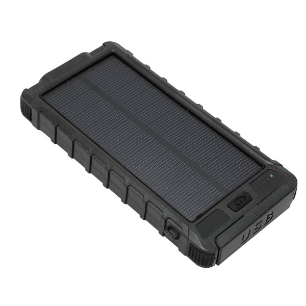 Kannettava aurinkopuhelinlaturi 20000 mAh power kompassilla ja LED-taskulamolla ulkokäyttöön mustalle