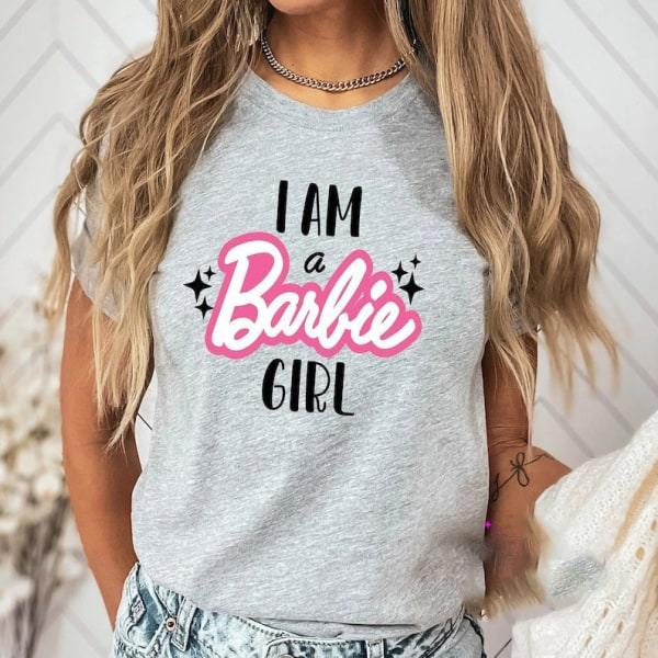 Barbie Trykket T-skjorte Kvinne Sommer Topp T-skjorte GH1014-O S