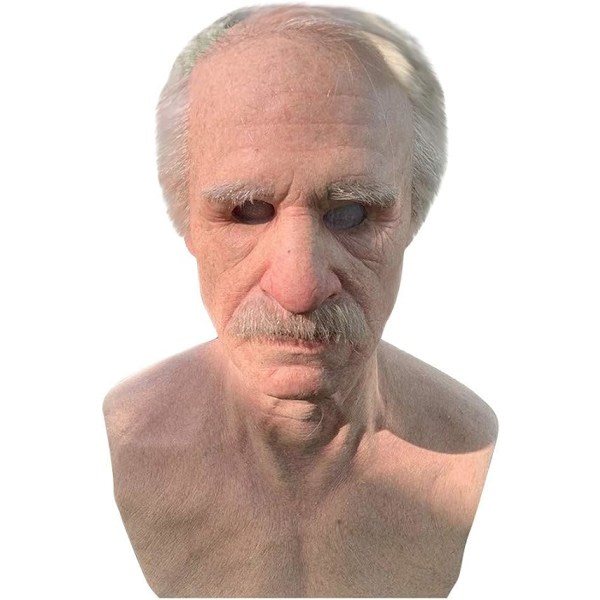 Supermjuk realistisk maske for menneskelig rynkhuvud, lateksmaske for gammel mann