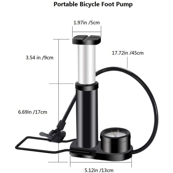 Fahrrad Pumpe Fußpumpe, Mini Tragbar Standluftpumpe Kompatibel