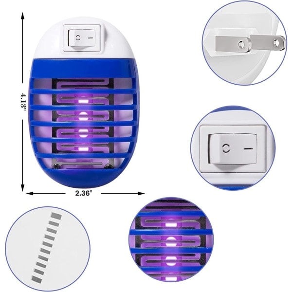 6-pack Myggfångare för inomhusbruk, elektronisk myggdödare med LED-ljus för uteplats, sovrum, kök, kontor