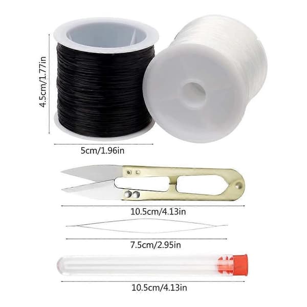 1mm Elastisk Snøre til Smykkefremstilling, Sort og Klar Elastisk Tråd Smykke Perle Armbånd Tråd