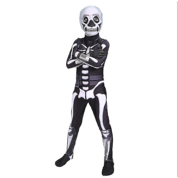 Pojkar Halloween Skeleton Cosplay kostym 150CM