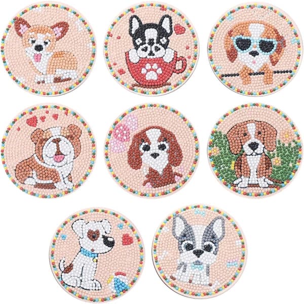 8 Dele 5D DIY Diamantmaleri Coasters, Diamantkunstmaleri