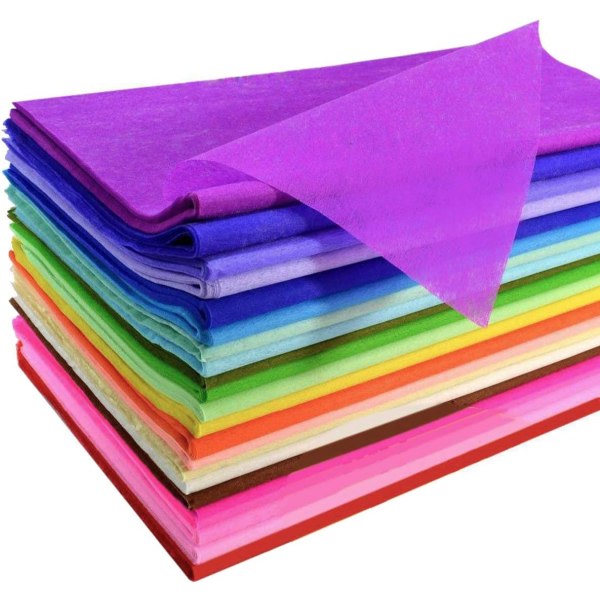 245 ark färgat silkespapper bulk-omslagspapper 20 x 20" för konstpresentpappersdekorationer (slumpmässiga färger)