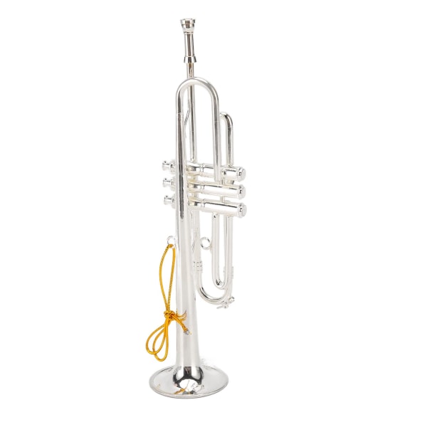 Miniatyr trompet 14 cm 5,5 tommer sølv kobber Utsøkt naturtro mini trompet dekorasjon