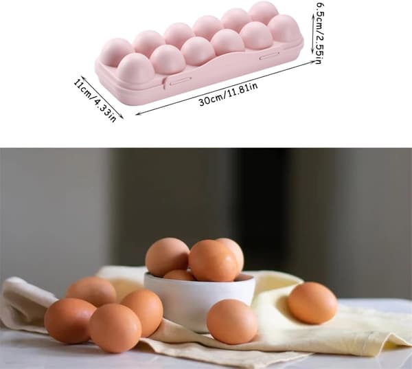 Eggoppbevaringsboks med lokk, 2 stk stablebare eggbeholdere, 12-roms eggoppbevaringsboks