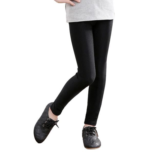 Småbarns leggings Ensfarget blank høy elastisitet Lang stretch leggingsbukser Slim Fit for barn 120 cm