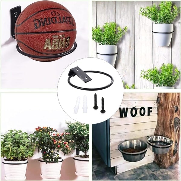 Set med 3 Väggmonterade Blomkrukshållare, Krukhållare Ring Vikbar med Skruvar kompatibel med Inomhusträdgårdar, Hallar, Inomhusgrönska 11,4 cm