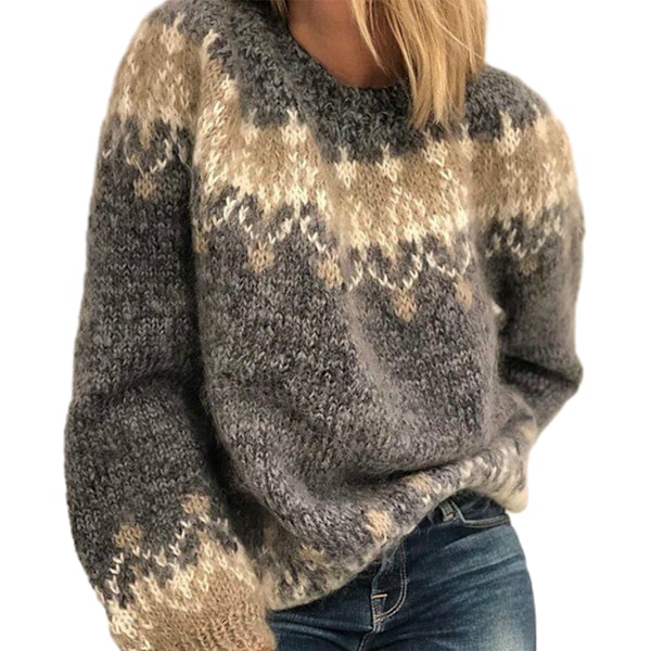 Klassisk Mohair Stickad Tröja För Höst Vinter Andas Och Grå grey L