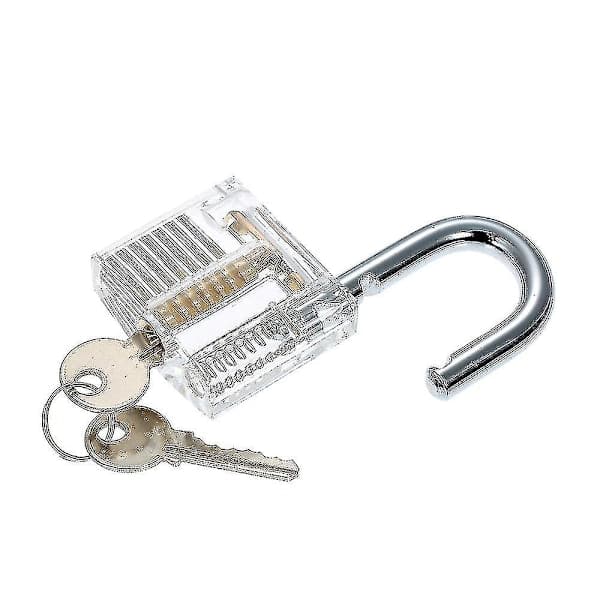 Transparent 15-Piece Lock Pick Set with Two Transparent Practice Padlocks for Locksmiths, Beginners, and Professionals