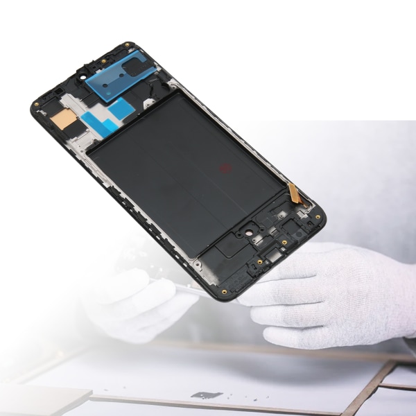 Display Digitizer erstatningssæt med fingeraftryk og værktøj Display Digitizer reparation til Samsung A70 A705