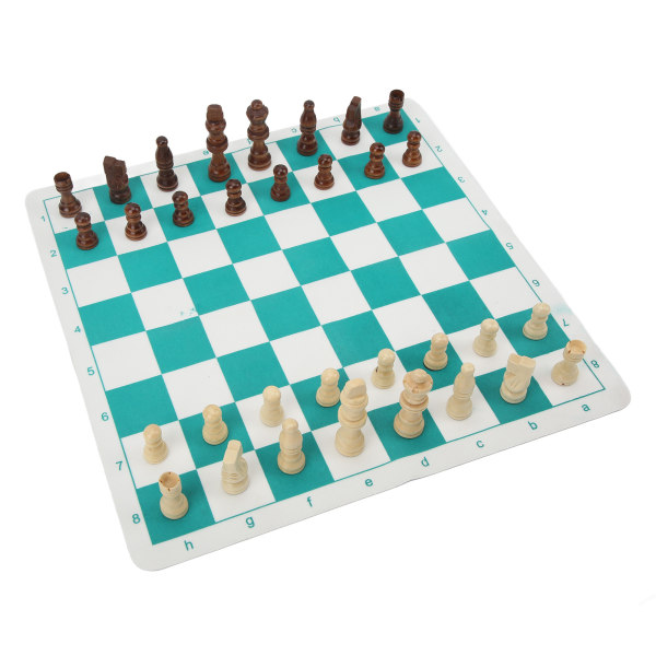 Set, jäljitelmä puumuovia, kiiltävät kevyet shakkinappulat PU-shakkilaudalla aloittelijoille