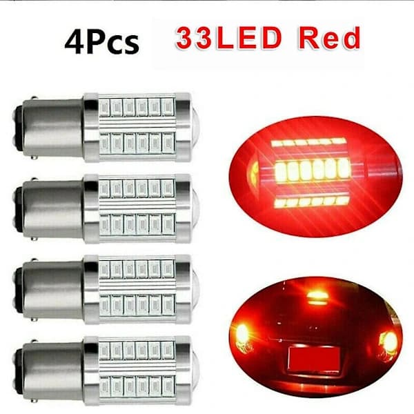 LED-lampor, 660lm, Röd Broms Stopp Bakljus, 4-pack