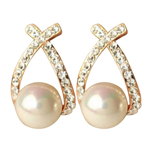 1 Par Dame Legering Ear Stud Rhinestone Faux Pearl Decoration Ear smykker