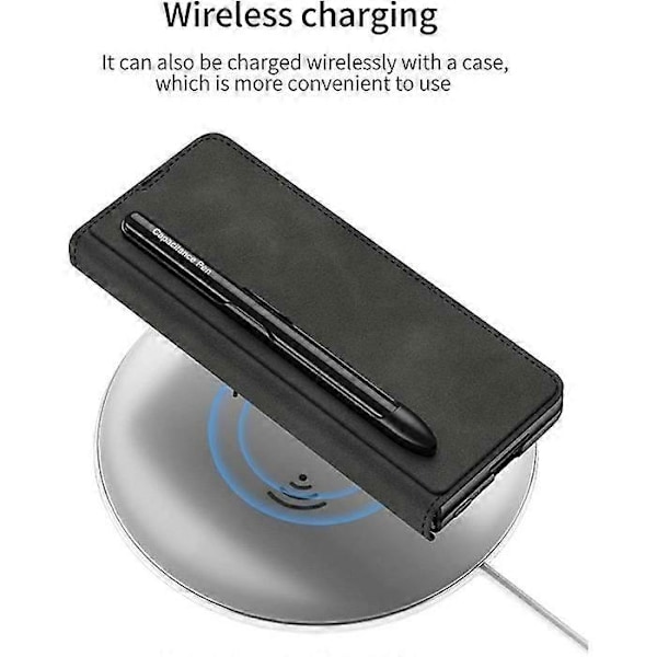 Galaxy Z Fold 2 5G Fodral Läder Fällbar Slim Flip Case Velcro Pen Slot Avtagbar Fällbar Samsung G