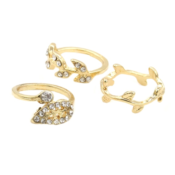3 STK Moderigtigt ensfarvet ringsæt Casual Simple Style smykkeringe til fest (guld)