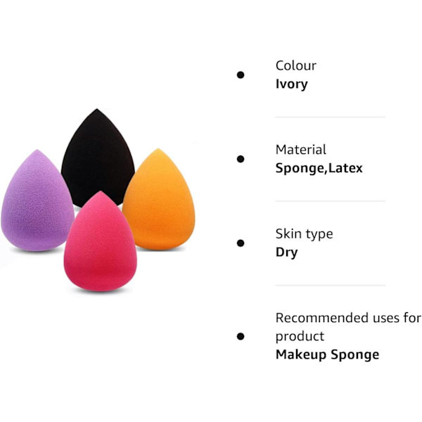 Makeup Svampesæt - 4 stk - Latexfri, bløde makeupsvampe