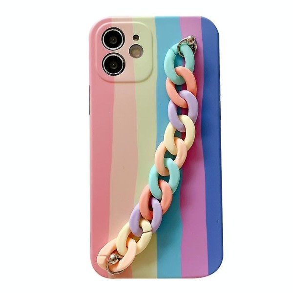 Nytt for Iphone 12 Pro Rainbow støtsikkert deksel med Rainbow Armband(b)