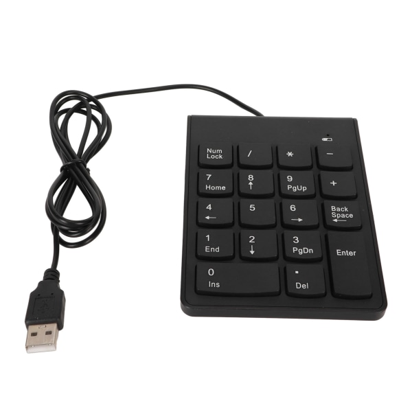 Kablet numerisk tastatur Svart USB-tilkobling 18 taster Stillegående Plug and Play Utjevning numerisk tastatur for bankkontorspill