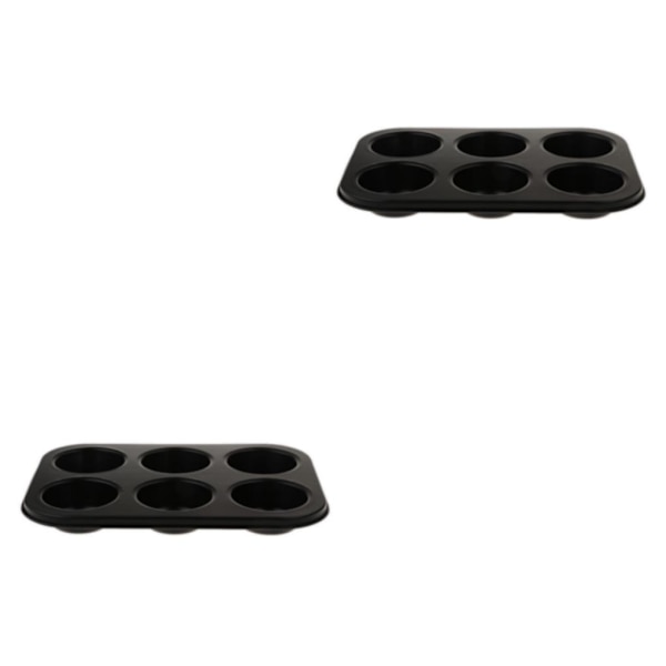 1/2 tarttumuotit, Cupcake-muotteja, Leivonnaismuotti, 6 reikää, Musta 6 Holes Black 2Set