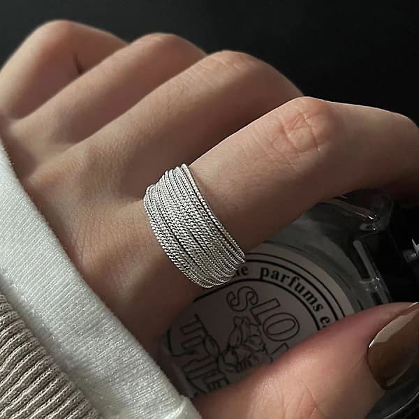 2 stk. Lagerad Design Ring Personliggjort Flere Lag Streng