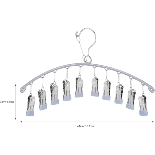 Sokketørkestativ med klips til tørring av sokker: 2 stk sporløse sokketørkere med 10 sklisikre klips vindtett undertøyshengere rustfritt
