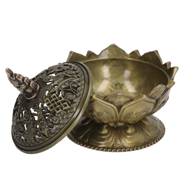 Lotus røgelse brænder vintage stil blomst formet legering røgelse holder til boligdekoration bronze