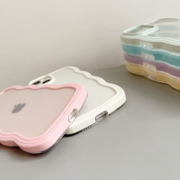 Yhteensopiva med iPhone 15 Plus case, Läpinäkyvä Söt Curly Simple Wave - case Estetisk design Puskuri för tjejer Kvinnor Mjukt TPU - case - Rosa