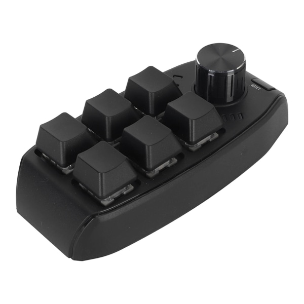 Minitastatur 6 taster 1 knott Rød bryter Mekanisk Plug and Play Programmerbart tastatur for gaming Office Media Wireless BT (innebygd 200mAh batteri inkludert)