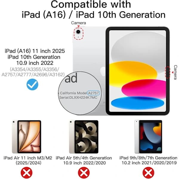 Slimmat Ställfodral för iPad 11:e/10:e Gen 2025/2022 Modell, Hårt Skal