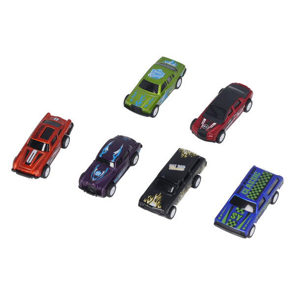 6 stk tilbaketrekkende biler lekesett Sinklegering Trekk tilbake Racing bilmodell leketøy for over 3 år gammel
