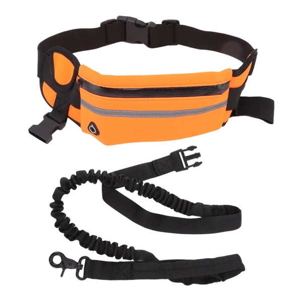 Handsfree hundkoppel Fanny Pack Midja Hundkoppel Nylon Bungee koppelpaket för nattlöpning Walking Orange