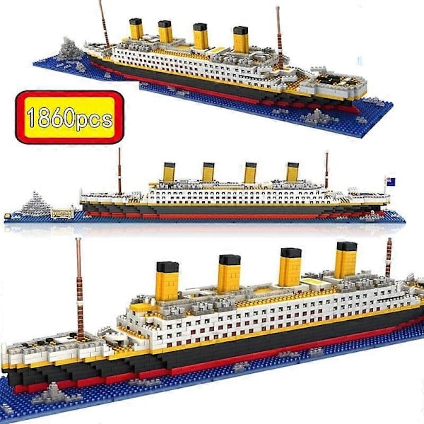 1800+ Stk Titanic, Krydstogtskib Modelbåd, DIY Diamant Byggeklodser（PA）