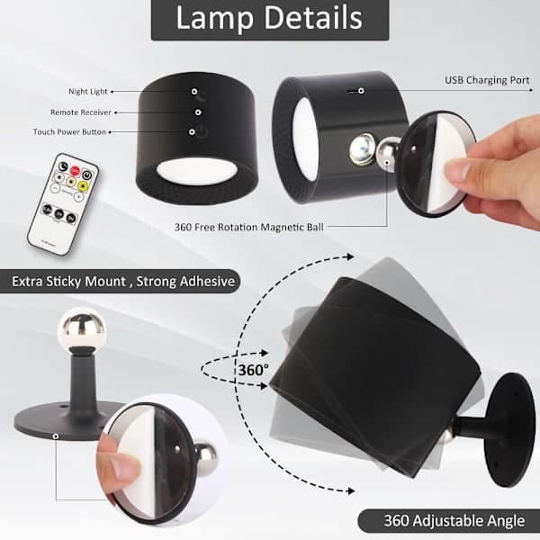 LED Vegglamper Lys Leselampe HVIT HVIT Hvit