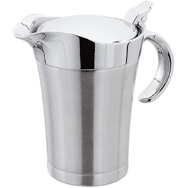 Dobbeltisoleret sovsekande med hængslet låg, perfekt rustfri stålsovsbåd (750 ml)