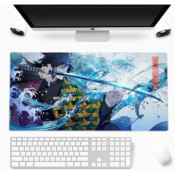 Paris Stor musematte, utvidet spillmusematte med sklisikker base, tastaturmatte, skrivebordsmatte 61 x 30 cm, anime musematte