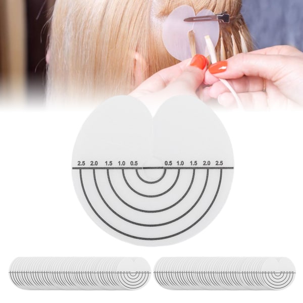 100 stk Hårvarmeskjold med skala Enkelthull PVC Clear Fusion Lim Protector Hårforlengelsesverktøy for hår