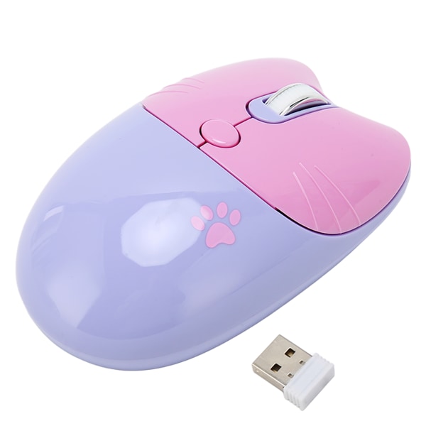 Trådløs mus BT5.1 eller 2,4 GHz Silent Click Justerbar DPI Auto Sleep Office Mouse for Girl Working Family School Cafe Lilla
